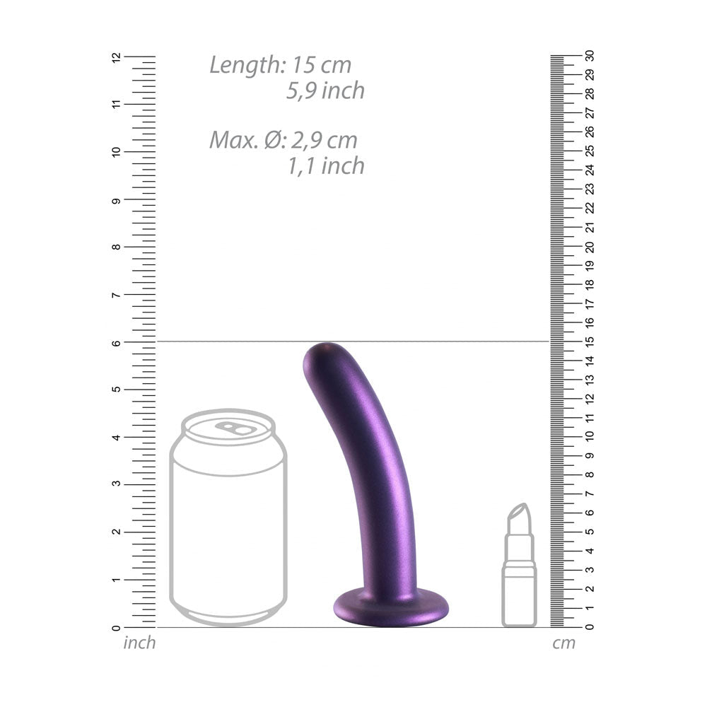OUCH! Smooth Silicone G - Spot Dildo - 6'' / 14.5 cm - Metallic Purple 14.5 cm Dildo - silkandsin