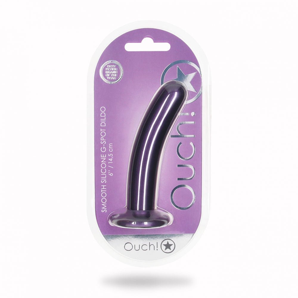 OUCH! Smooth Silicone G - Spot Dildo - 6'' / 14.5 cm - Metallic Purple 14.5 cm Dildo - silkandsin