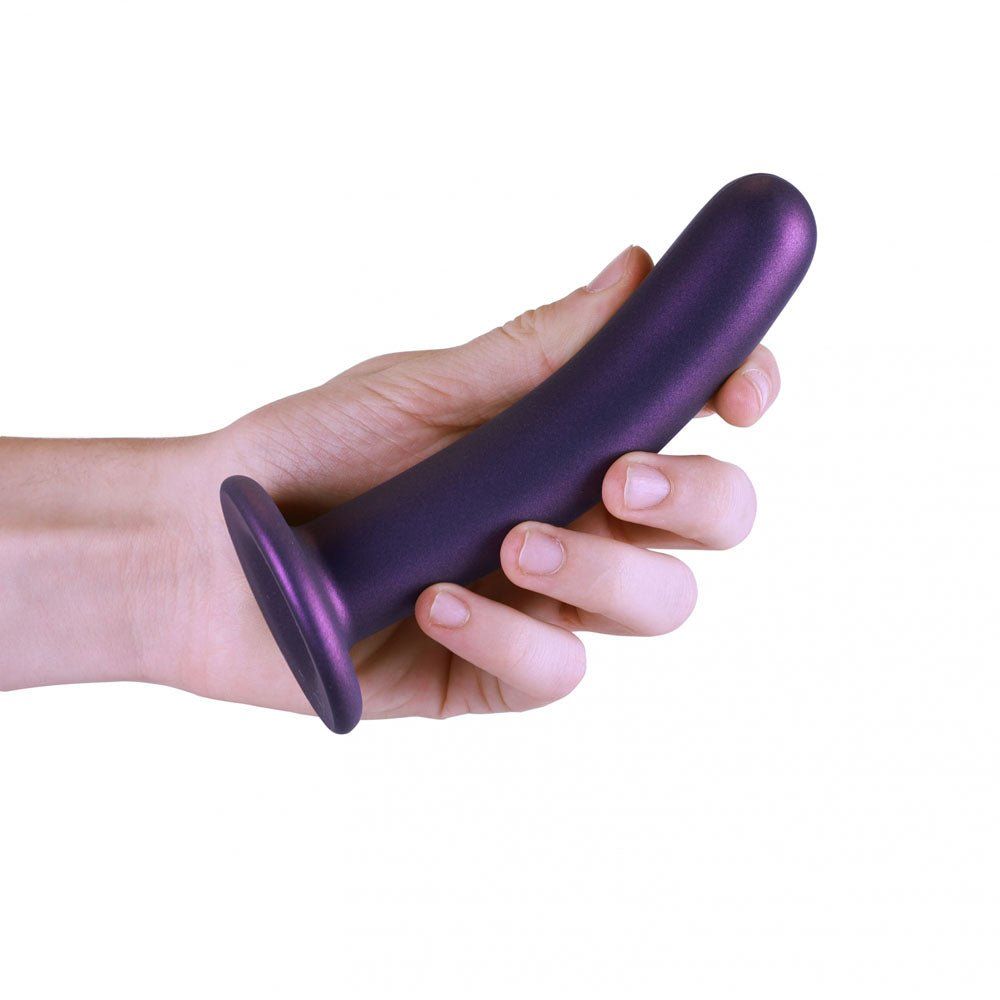 OUCH! Smooth Silicone G - Spot Dildo - 6'' / 14.5 cm - Metallic Purple 14.5 cm Dildo - silkandsin