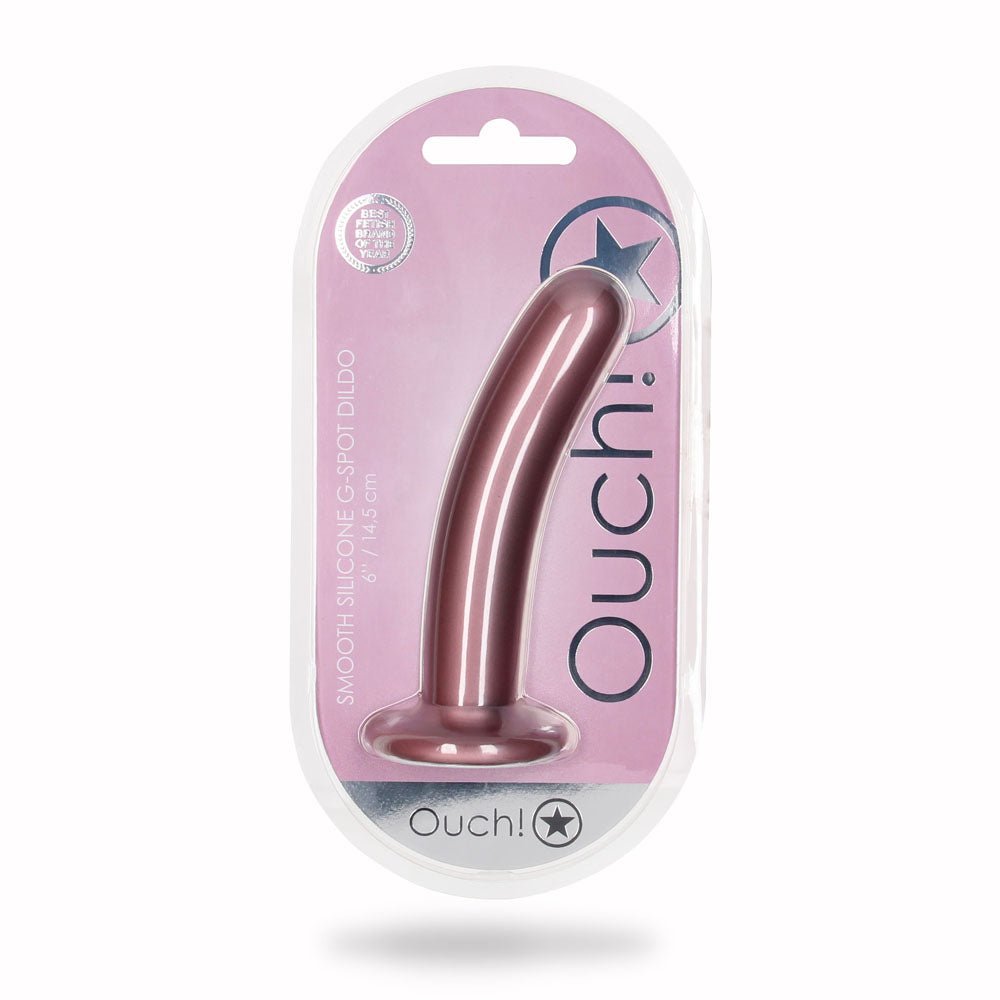 OUCH! Smooth Silicone G - Spot Dildo - 6'' / 14.5 cm - Rose Gold 14.5 cm Dildo - silkandsin