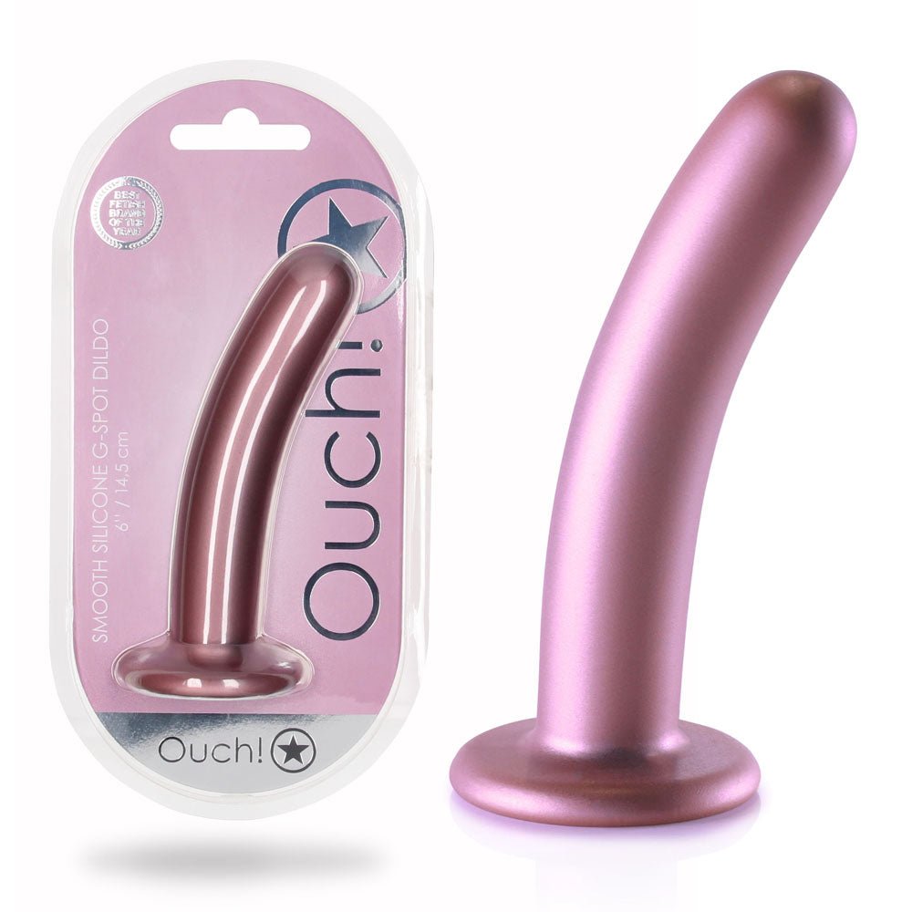 OUCH! Smooth Silicone G - Spot Dildo - 6'' / 14.5 cm - Rose Gold 14.5 cm Dildo - silkandsin