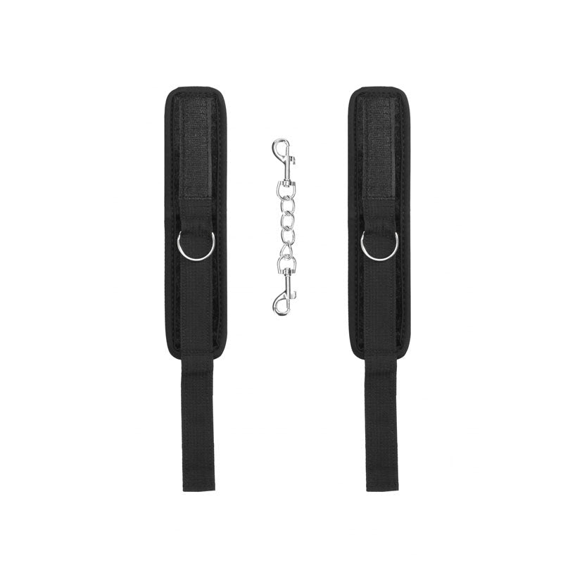 OUCH! Velvet & Velcro Adjustable Handcuffs - Black Restraints - Silk and Sin