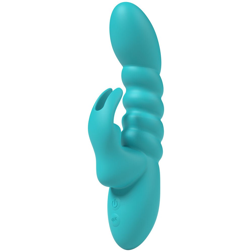 Party Up BRYNLYN - Teal - Teal 18.2 cm USB Rechargeable Rabbit Vibrator - Silk and Sin