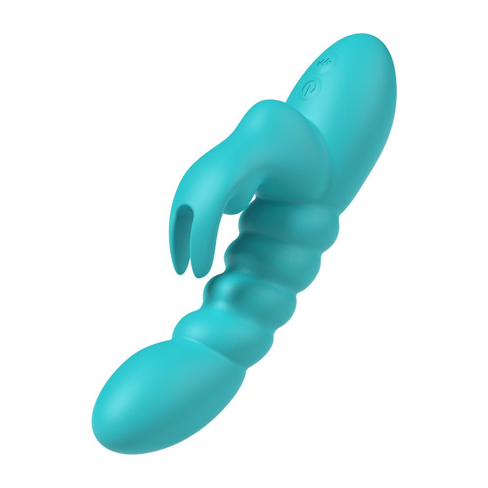 Party Up BRYNLYN - Teal - Teal 18.2 cm USB Rechargeable Rabbit Vibrator - Silk and Sin