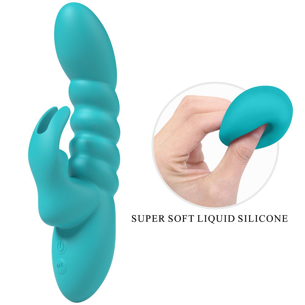 Party Up BRYNLYN - Teal - Teal 18.2 cm USB Rechargeable Rabbit Vibrator - Silk and Sin