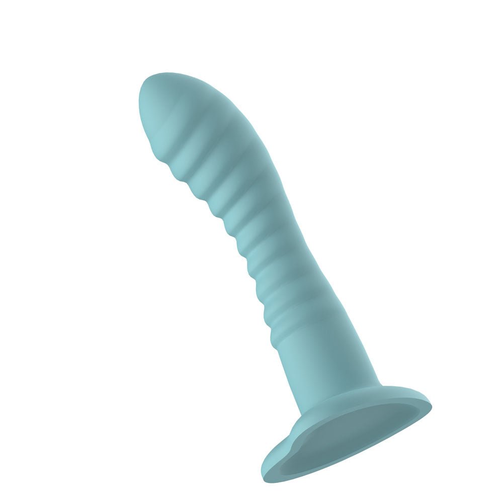 Passion Play Liquid Silicone Ridged Dildo - Blue - Blue 18 cm Dildo - silkandsin