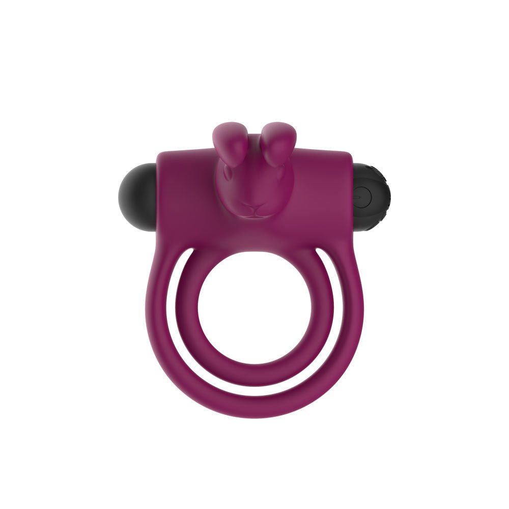 Passion Play Silicone Rabbit Vibrating Cockring - Purple USB Rechargeable Vibrating Penis and Balls Ring - Silk and Sin