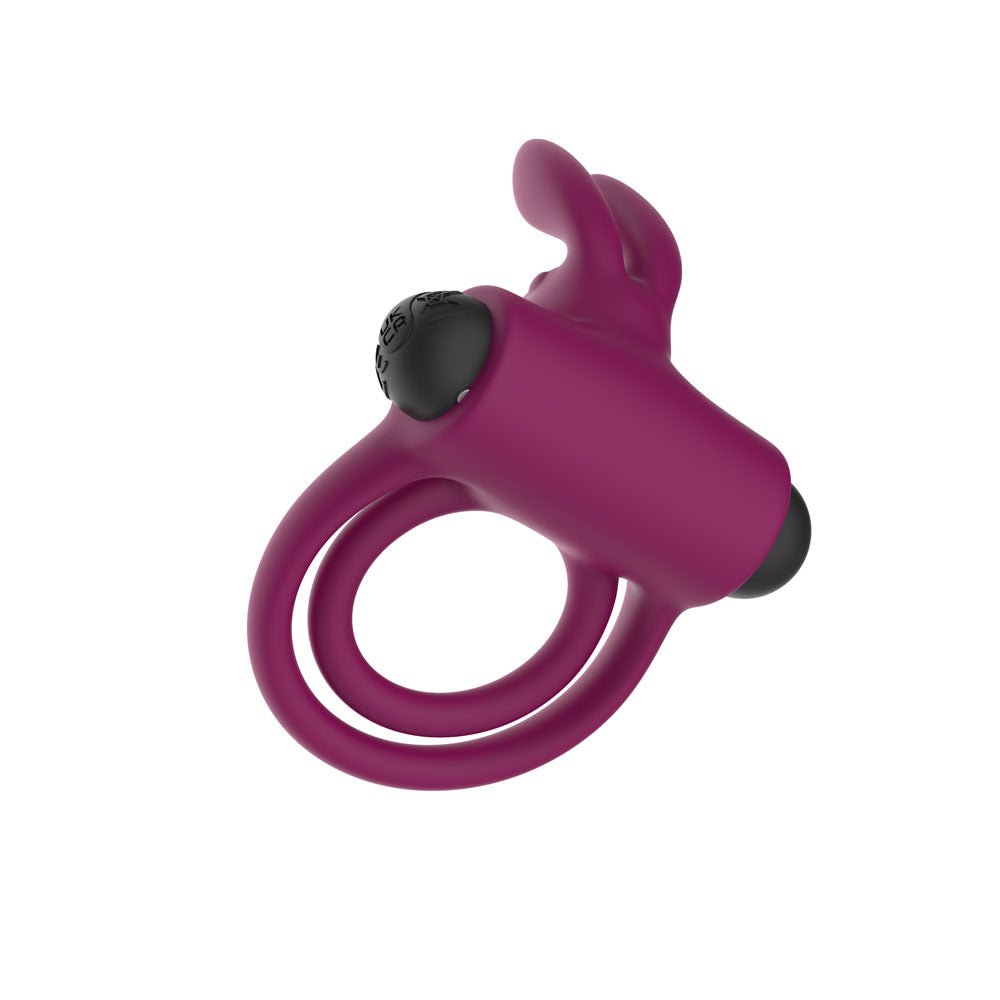 Passion Play Silicone Rabbit Vibrating Cockring - Purple USB Rechargeable Vibrating Penis and Balls Ring - Silk and Sin