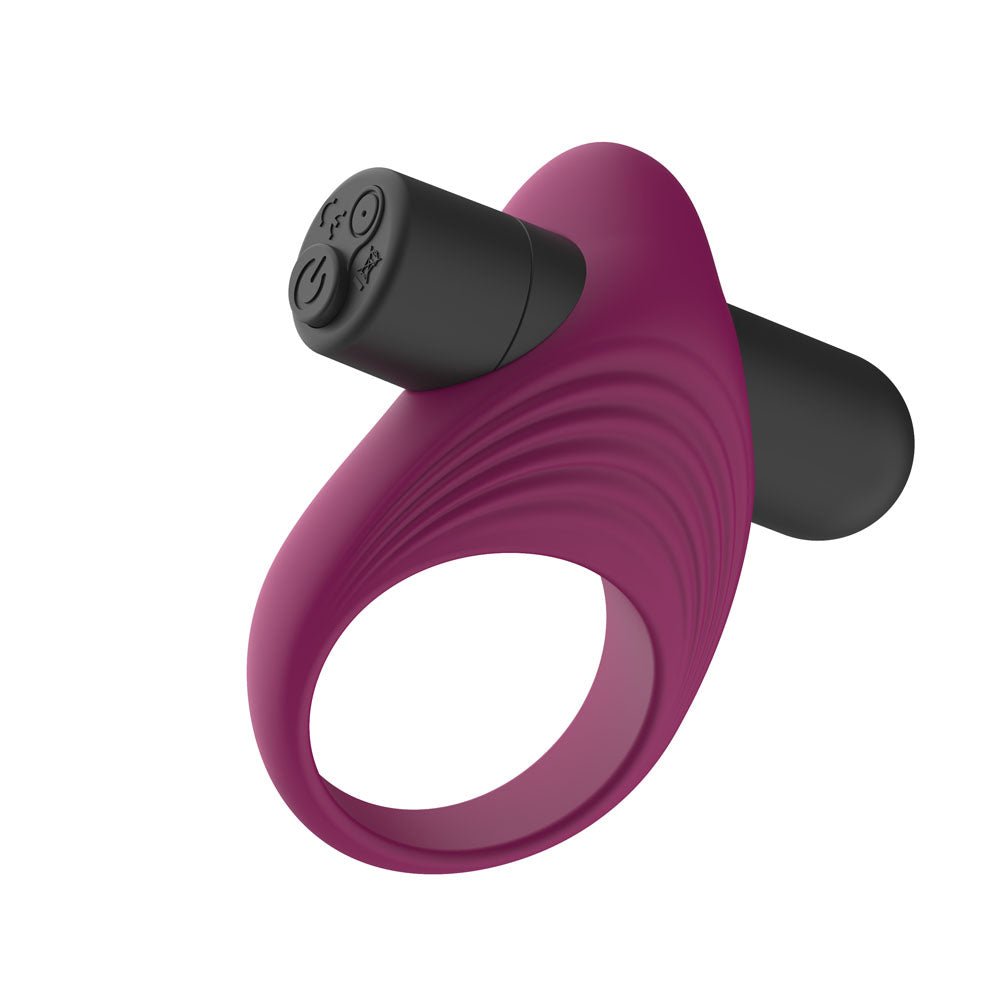 Passion Play Silicone Vibrating Cockring - Purple USB Rechargeable Vibrating Penis Ring - Silk and Sin
