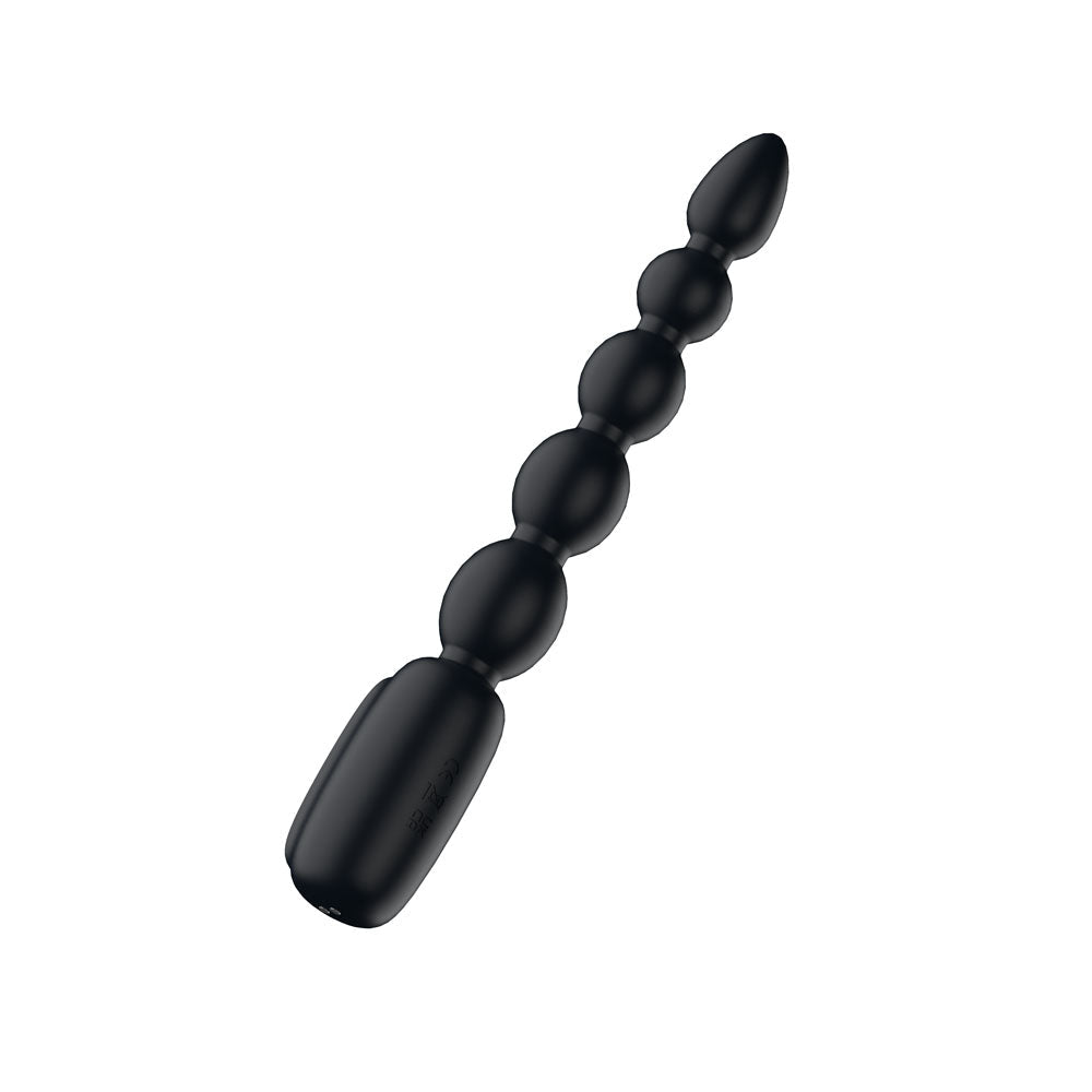 Passion Play Vibrating Anal Beads with LED Screen - Black 23 cm USB Rechargeable Vibrating Anal Beads - Silk and Sin