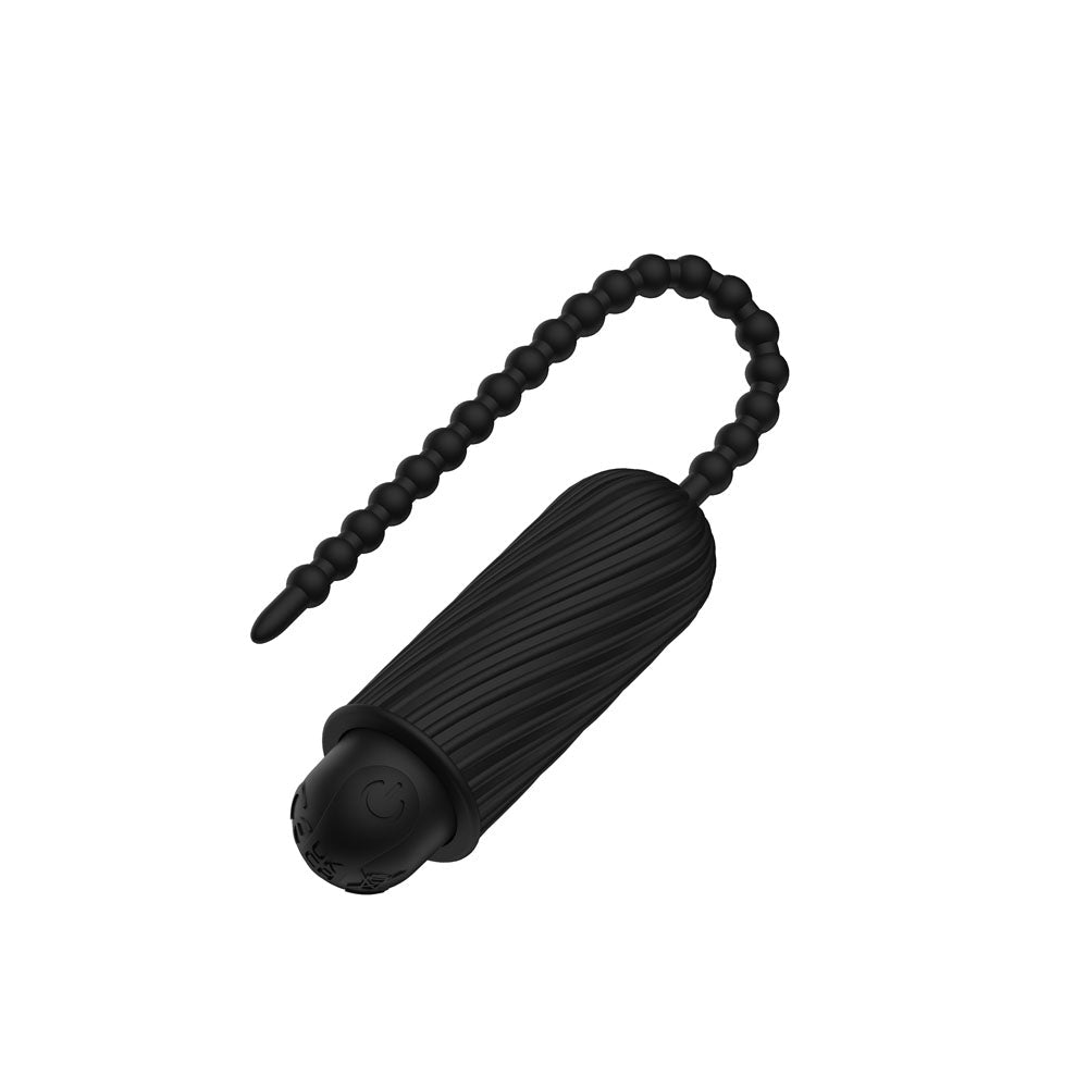 Passion Play Vibrating Silicone Sound - Black USB Rechargeable Vibrating Urethral Sound - silkandsin