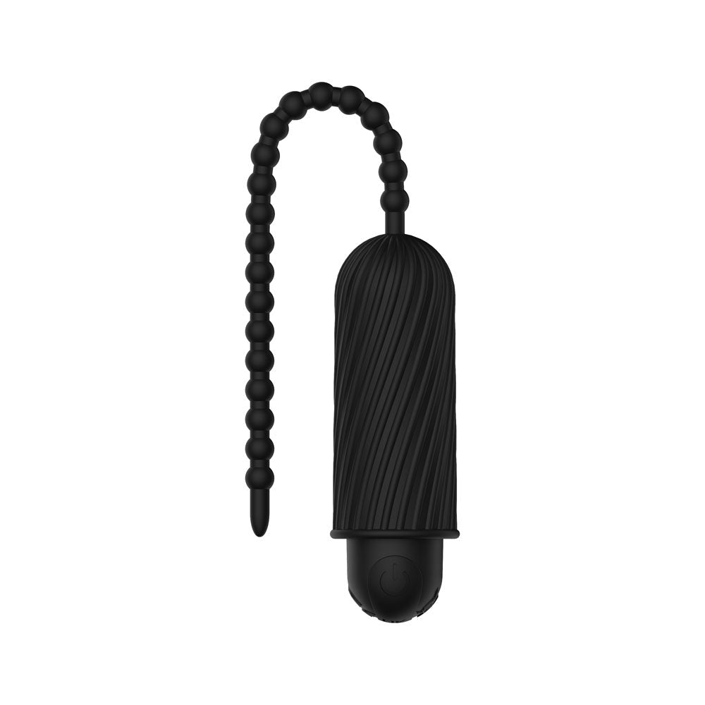 Passion Play Vibrating Silicone Sound - Black USB Rechargeable Vibrating Urethral Sound - silkandsin