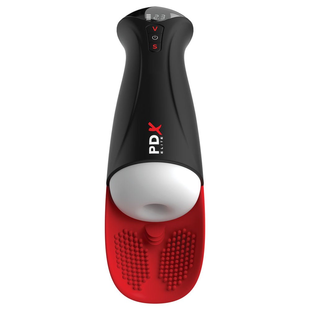 PDX Elite Fap - O - Matic Pro XL - White/Red - White USB Rechargeable Auto Stroker - silkandsin