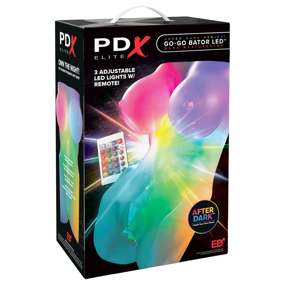 PDX Elite Go-Go Bator LED Mega Masturbator - Clear with LED Mini Torso Masturbator - Silk and Sin