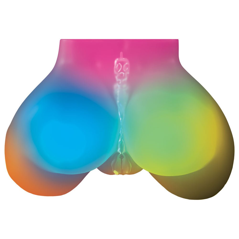 PDX Elite Go-Go Booty LED Mega Masturbator - Clear with LED Doggy-Style Masturbator - Silk and Sin