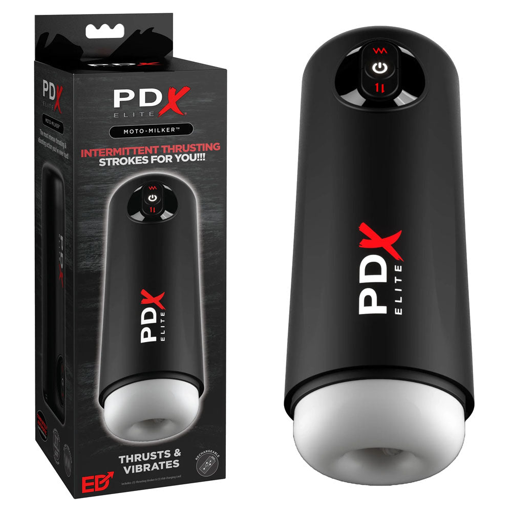 PDX Elite Moto Milker - USB Rechargeable Thrusting & Vibrating Auto Stroker - silkandsin