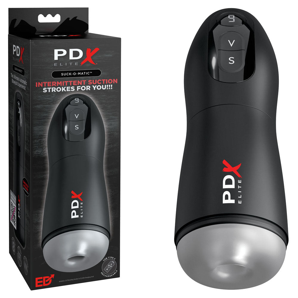 PDX Elite Suck - O - Matic - USB Rechargeable Sucking & Vibrating Masturbator - silkandsin