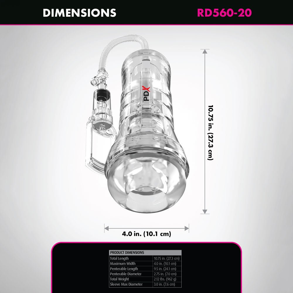 PDX Elite ViewTube Vac XXL Pump Stroker - Clear Vagina Stroker with Suction Pump - silkandsin