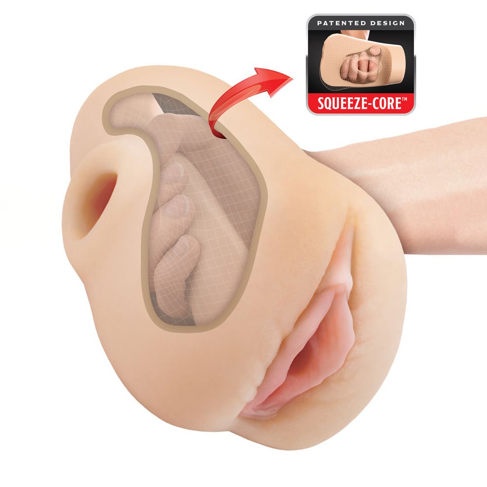PDX Plus Pussy Pounder Squeeze Stroker - Flesh - Flesh Vagina Stroker - silkandsin