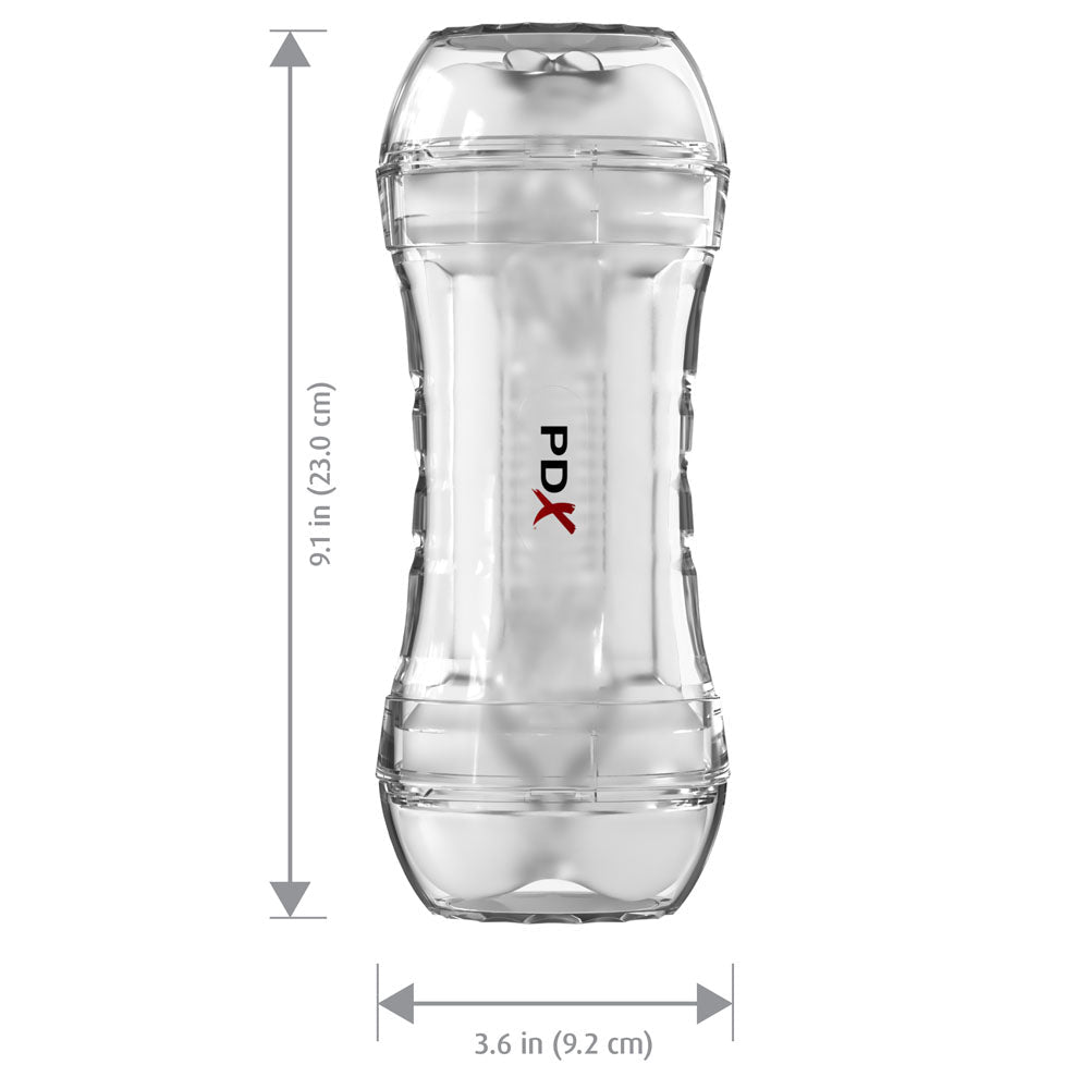 PDX Wet Pussies Super Flip-A-Pussy Over - Clear - Clear Dual Ended Self Lubricating Stroker (Vagina & Ass) - Silk and Sin