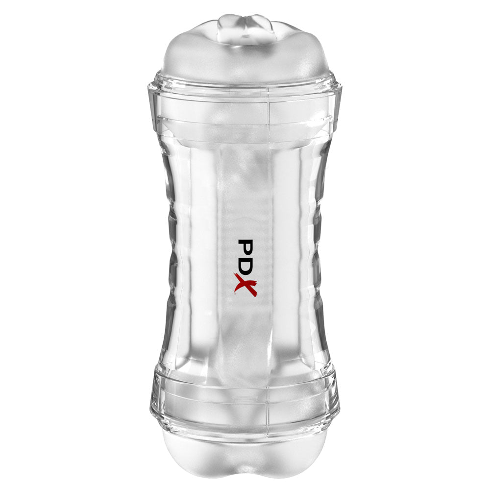 PDX Wet Pussies Super Flip-A-Pussy Over - Clear - Clear Dual Ended Self Lubricating Stroker (Vagina & Ass) - Silk and Sin