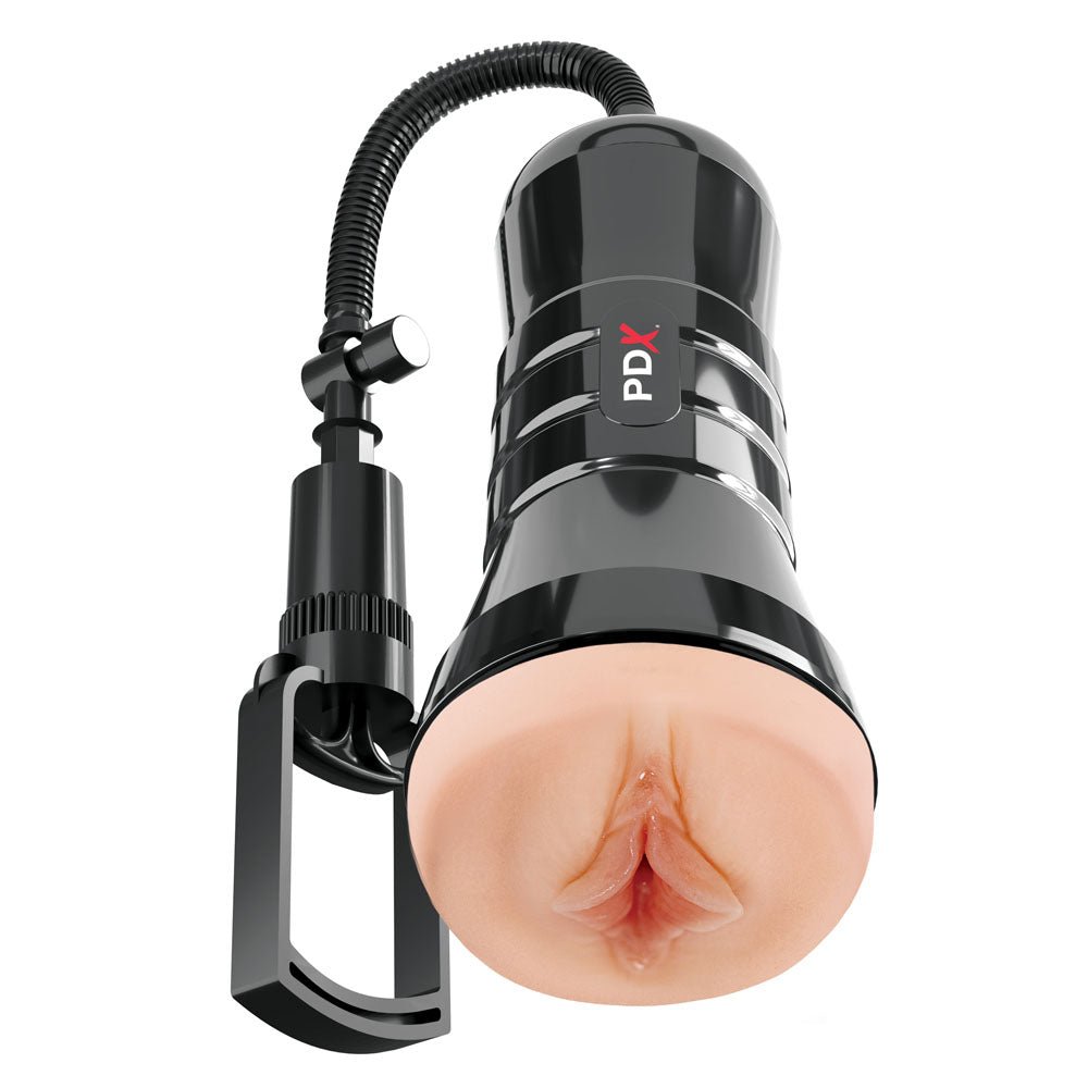 PDX Wet Pussies Super Sucker XXL Stroker - Flesh - Flesh Vagina Stroker with Suction Pump - silkandsin