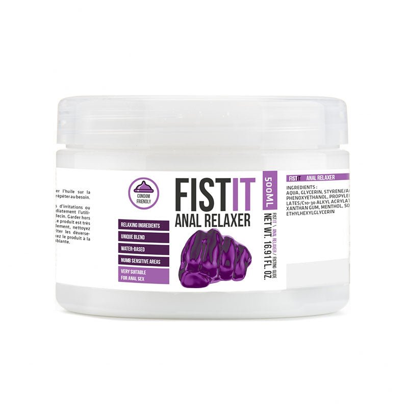 Pharmquests Fist-It Anal Relaxer - Water Based Relaxing Lubricant - 500 ml Tub - Silk and Sin