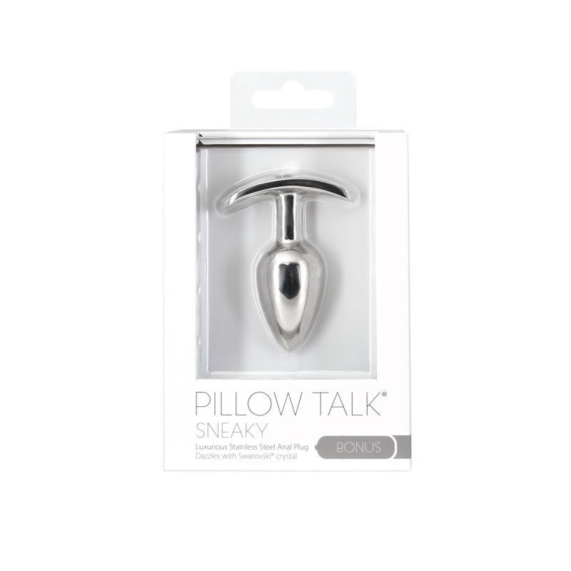 Pillow Talk Sneaky Luxurious Stainless Steel Anal Plug w Swarovski Crystal - Silk and Sin