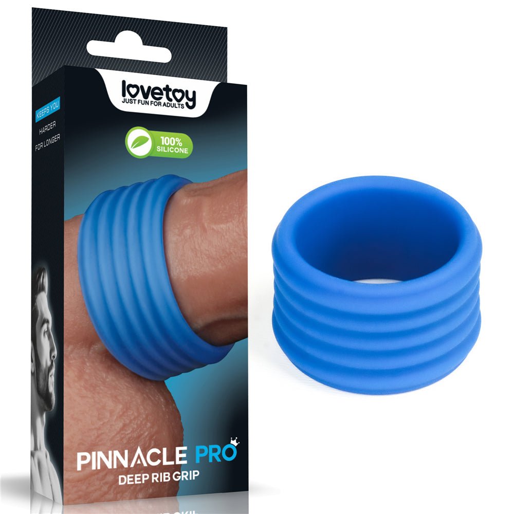 Pinnacle Pro Deep Rib Grip - Blue Cock Ring - Silk and Sin