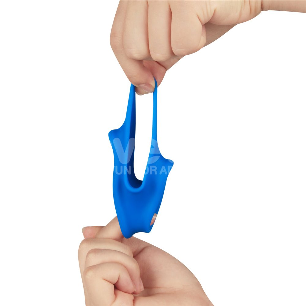 Pinnacle Pro Trio Grip Enhancer - Blue Cock & Balls Ring - Silk and Sin