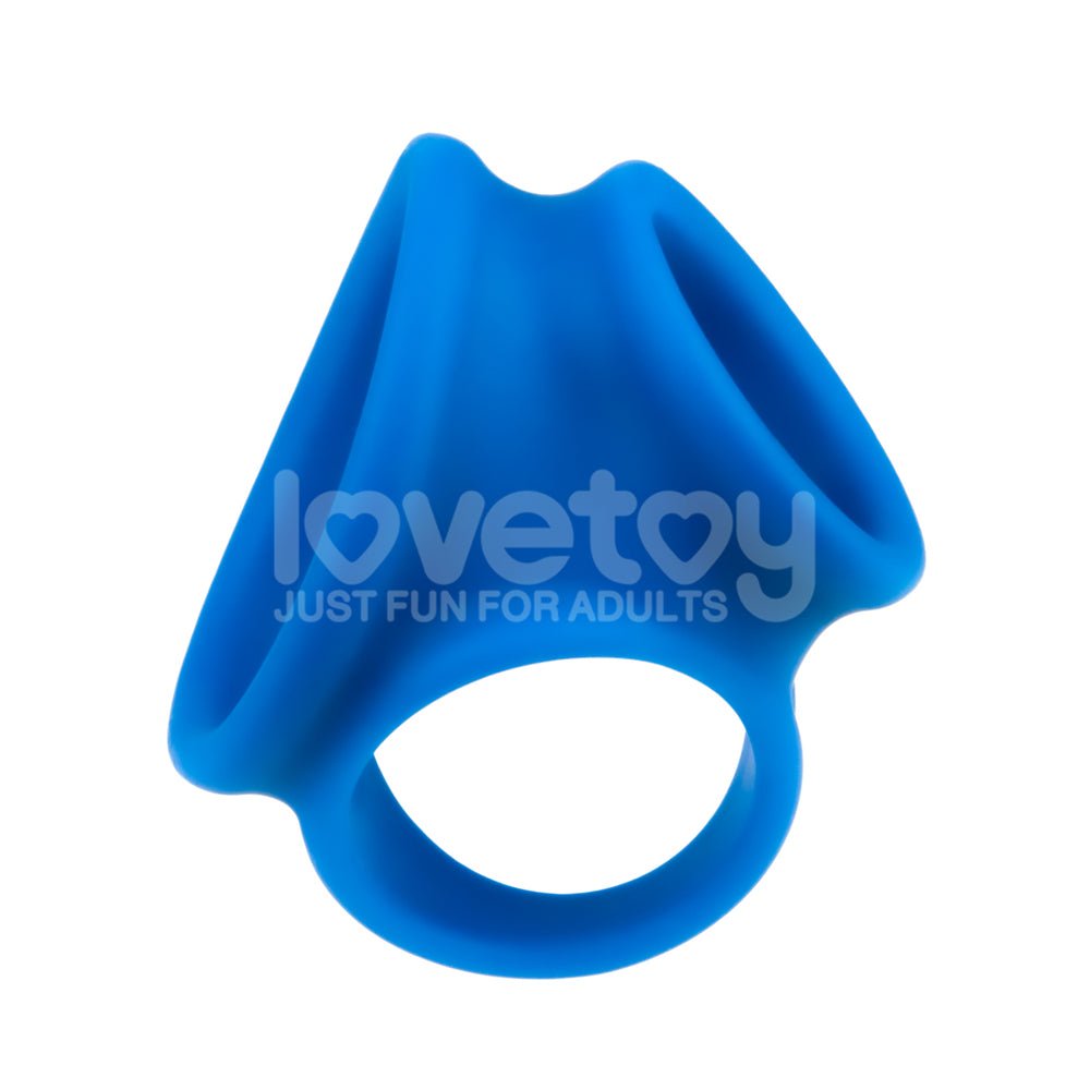 Pinnacle Pro Trio Grip Enhancer - Blue Cock & Balls Ring - Silk and Sin