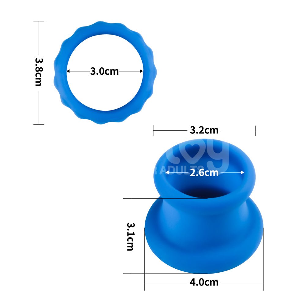 Pinnacle Pro Twin Flex - Blue Cock & Balls Rings - Silk and Sin