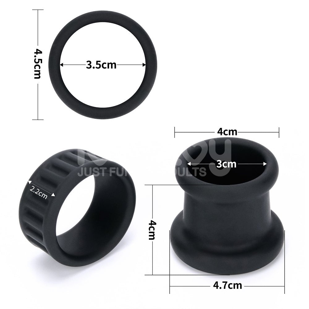 Pinnacle Pro Twin Grip Enhancer - Black Cock & Balls Ring - Silk and Sin