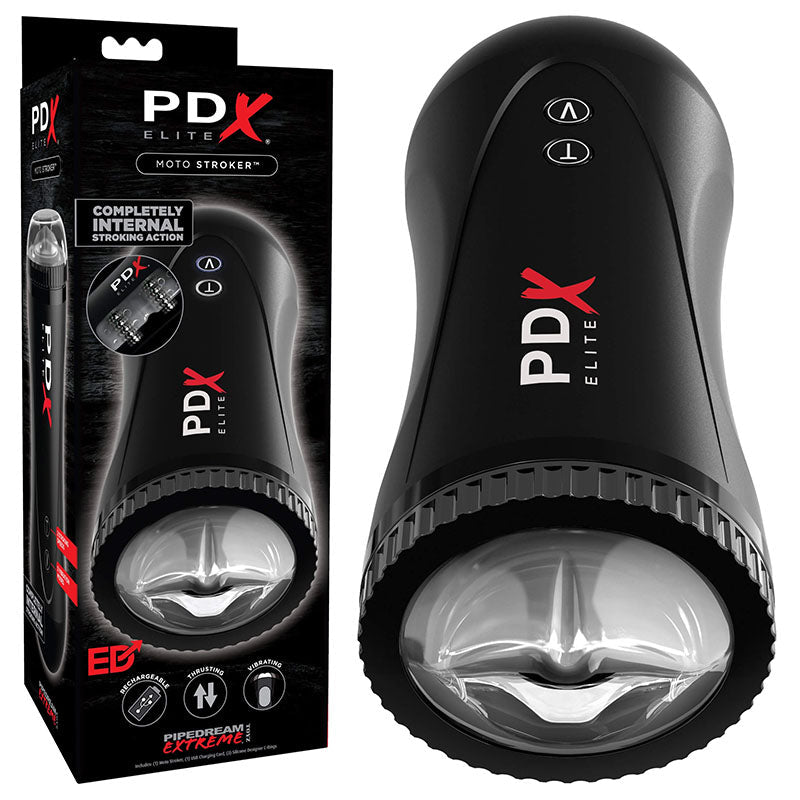 Pipedream Extreme Toyz Elite Moto Stroker - Black Powered Masturbator - silkandsin