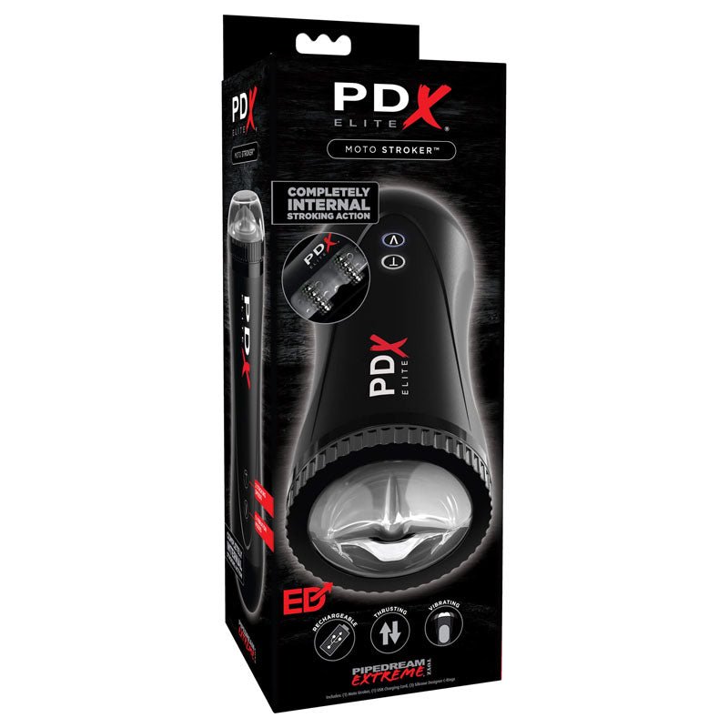 Pipedream Extreme Toyz Elite Moto Stroker - Black Powered Masturbator - silkandsin