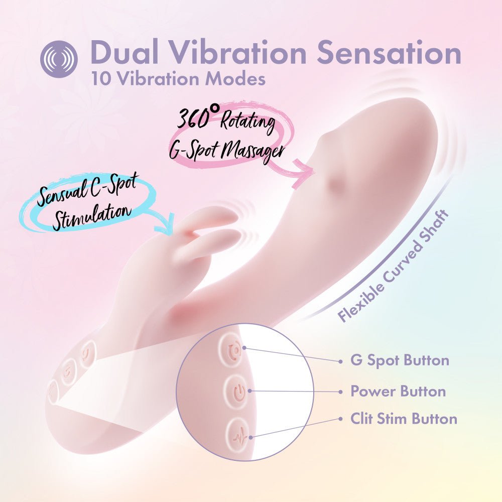 Play With Me - Fairy Flutter - Pink 19.7 cm USB Rechargeable Rabbit Vibrator - Silk and Sin