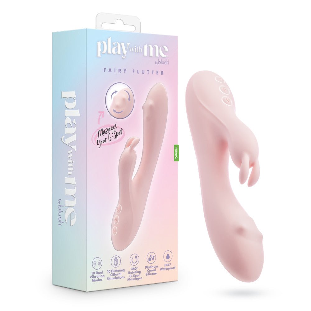Play With Me - Fairy Flutter - Pink 19.7 cm USB Rechargeable Rabbit Vibrator - Silk and Sin