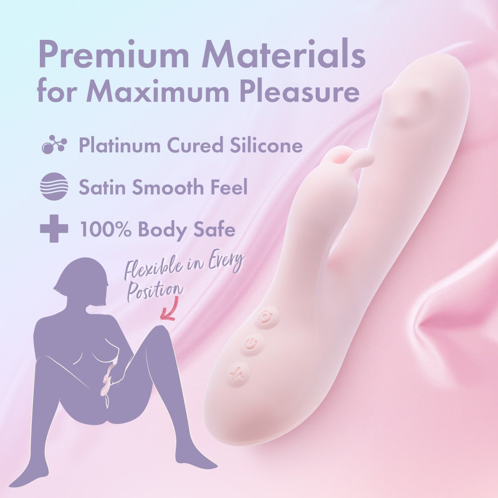 Play With Me - Fairy Flutter - Pink 19.7 cm USB Rechargeable Rabbit Vibrator - Silk and Sin