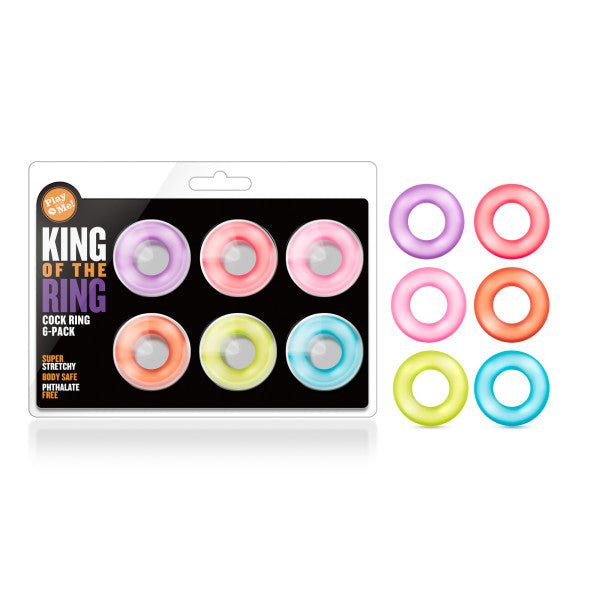 Play With Me - King of the Ring - Coloured Cock Rings - Set of 6 - Silk and Sin