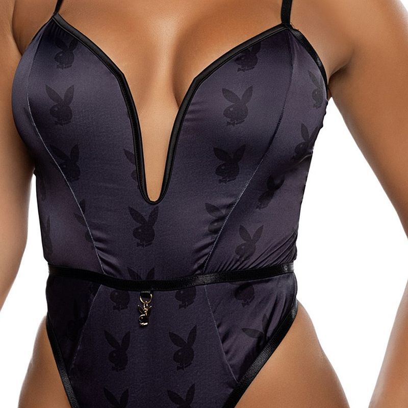 Playboy Blackout Bunny Romper Black - Silk and Sin