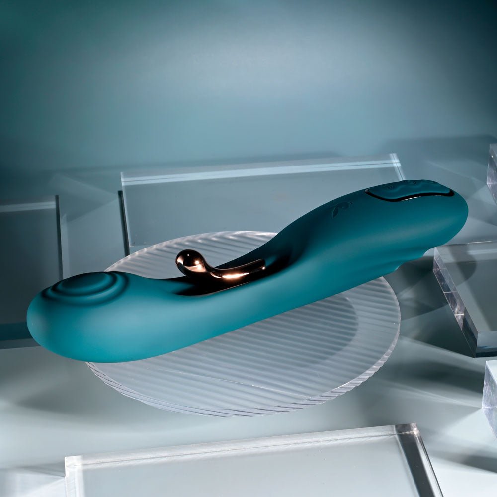 Playboy Pleasure AURELIE - Green 22.7 cm USB Rechargeable Vibrator with Internal Flicker - silkandsin