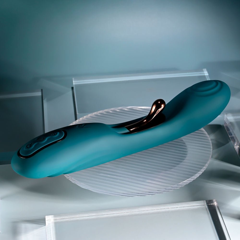 Playboy Pleasure AURELIE - Green 22.7 cm USB Rechargeable Vibrator with Internal Flicker - silkandsin
