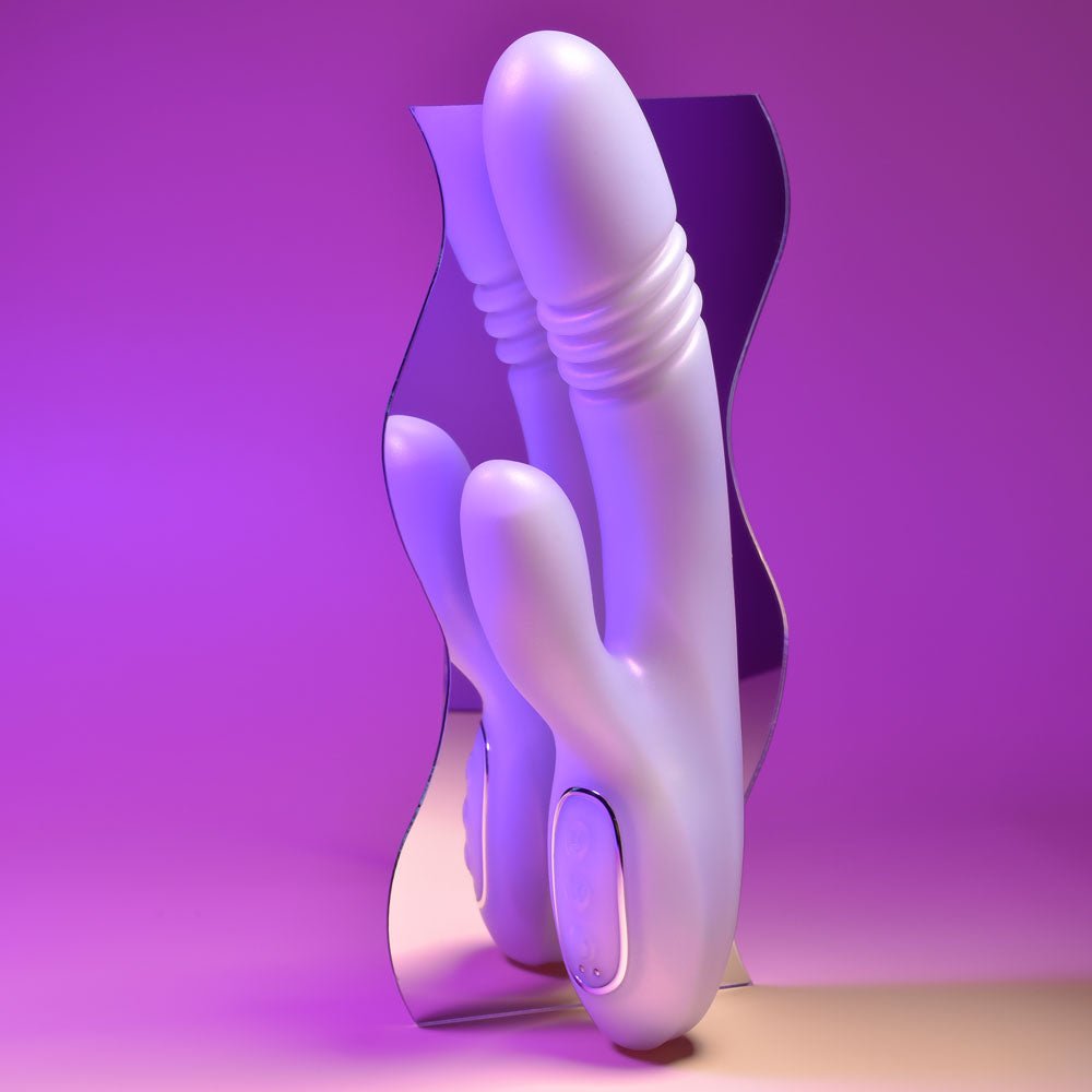 Playboy Pleasure BUMPING BUNNY - Opal 22.9 cm USB Rechargeable Thrusting & Warming Rabbit Vibrator - silkandsin