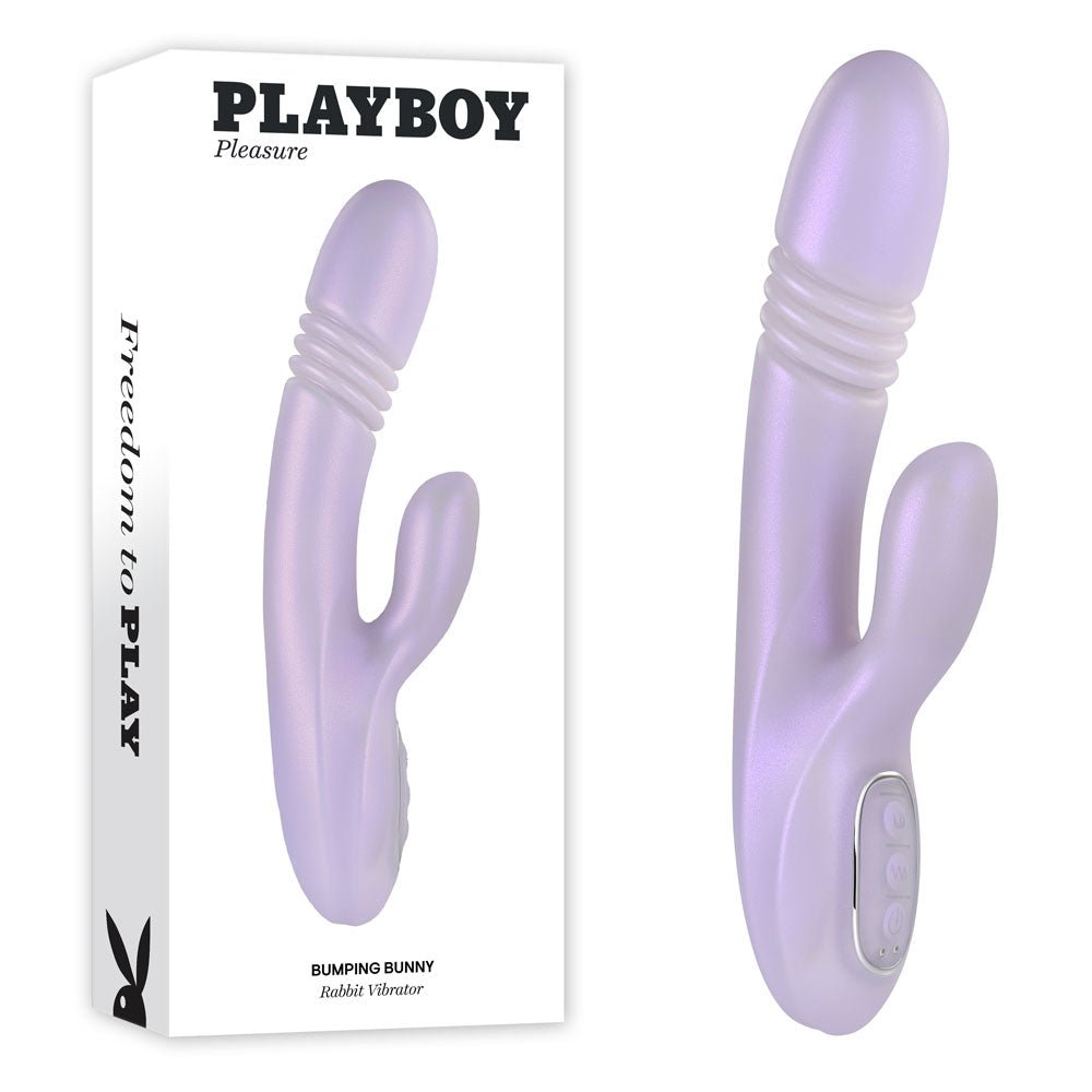 Playboy Pleasure BUMPING BUNNY - Opal 22.9 cm USB Rechargeable Thrusting & Warming Rabbit Vibrator - silkandsin