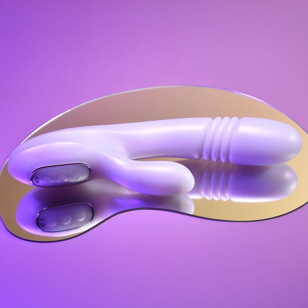 Playboy Pleasure BUMPING BUNNY - Opal 22.9 cm USB Rechargeable Thrusting & Warming Rabbit Vibrator - silkandsin