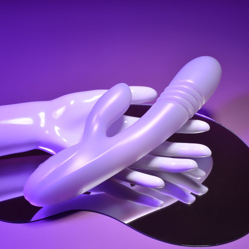 Playboy Pleasure BUMPING BUNNY - Opal 22.9 cm USB Rechargeable Thrusting & Warming Rabbit Vibrator - silkandsin