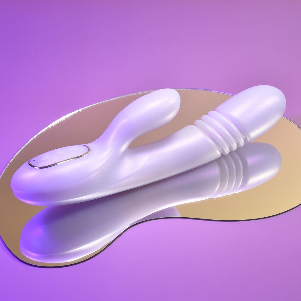 Playboy Pleasure BUMPING BUNNY - Opal 22.9 cm USB Rechargeable Thrusting & Warming Rabbit Vibrator - silkandsin
