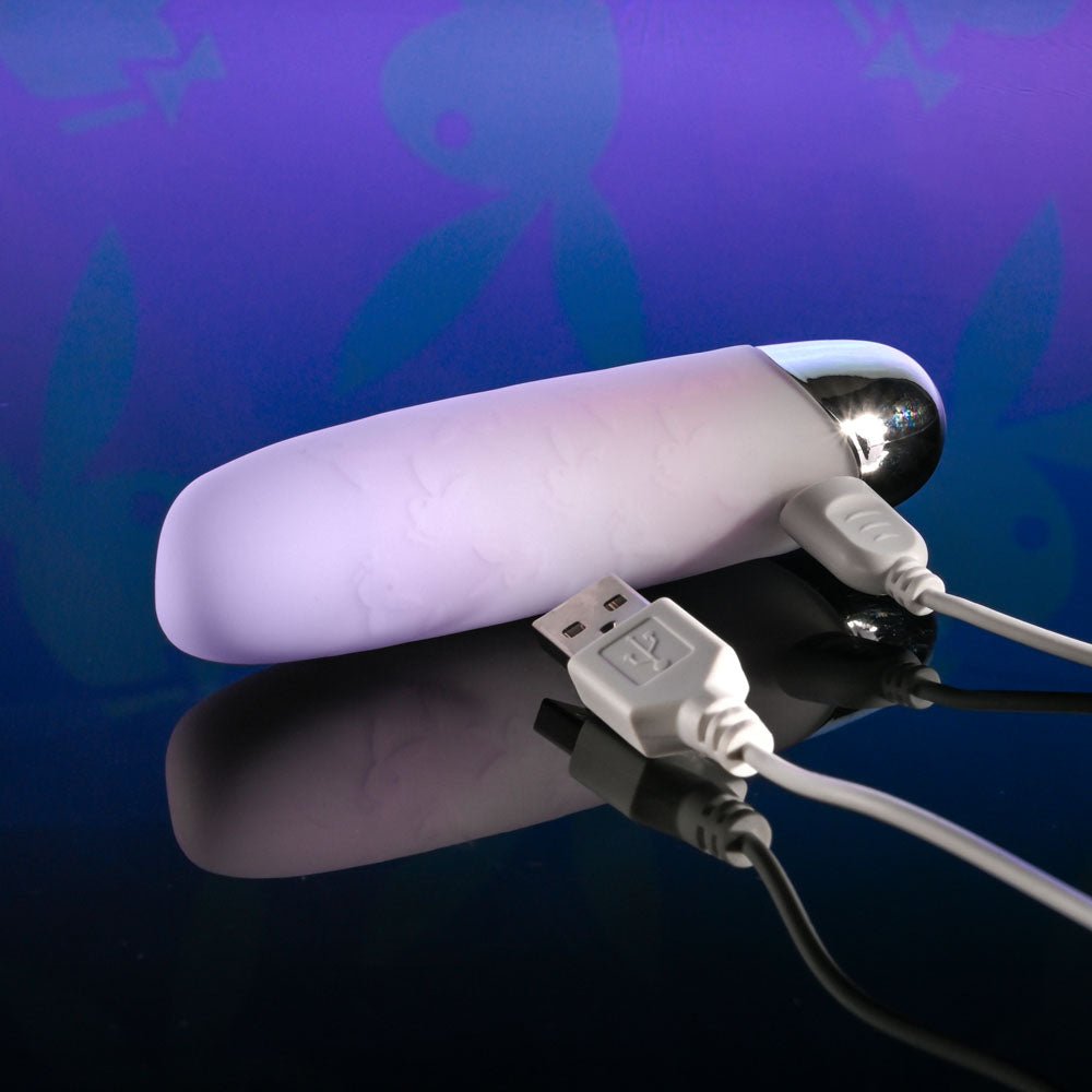 Playboy Pleasure BUNNY BUNCH - Pearl 11.3 cm USB Rechargeable Bullet - silkandsin