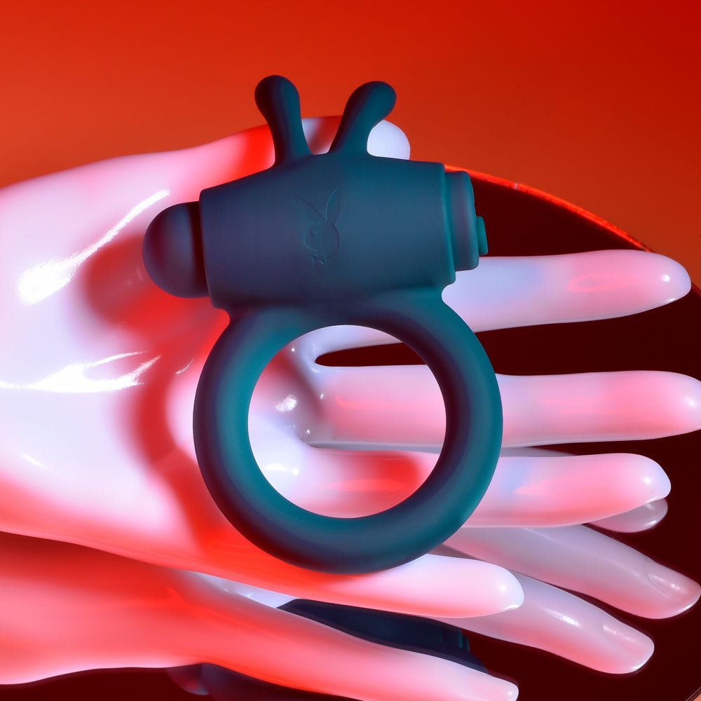 Playboy Pleasure BUNNY BUZZER - Green USB Rechargeable Vibrating Cock Ring - silkandsin