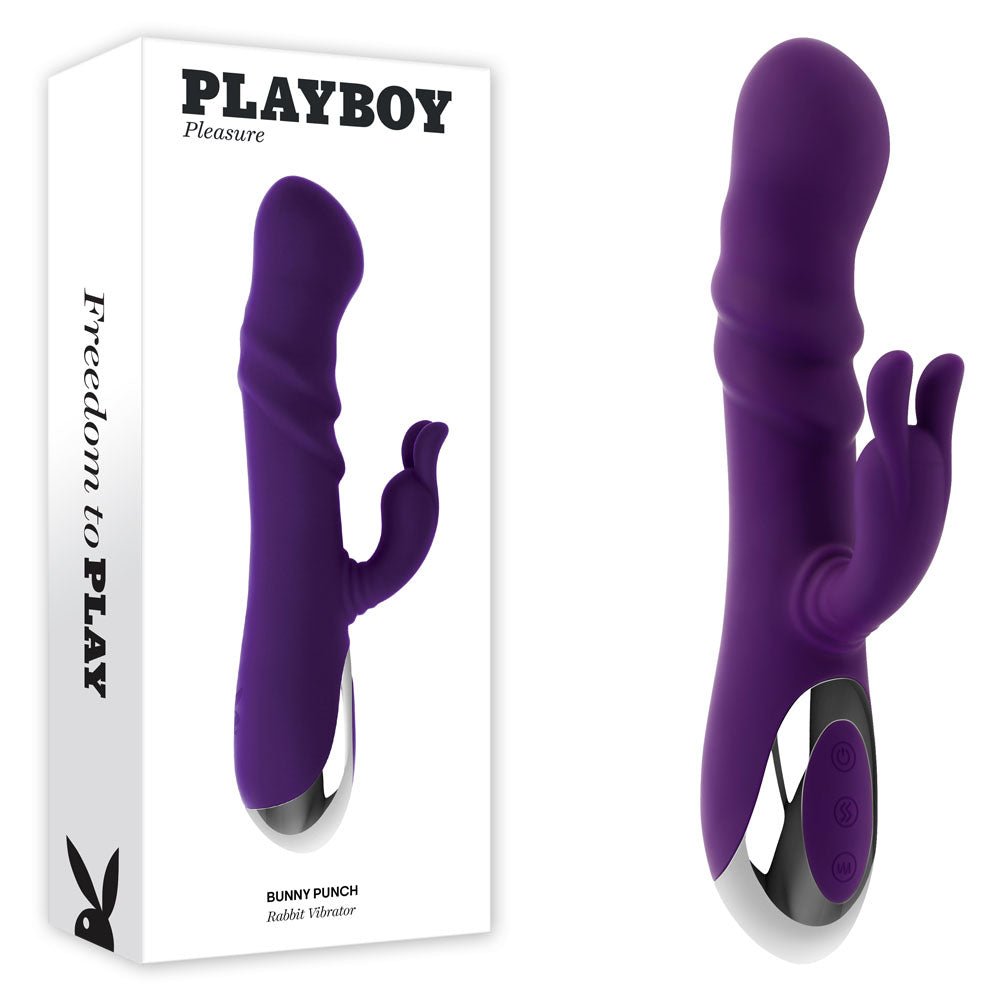 Playboy Pleasure BUNNY PUNCH - Purple 24.4 cm USB Rechargeable Twirling Rabbit Vibrator - silkandsin